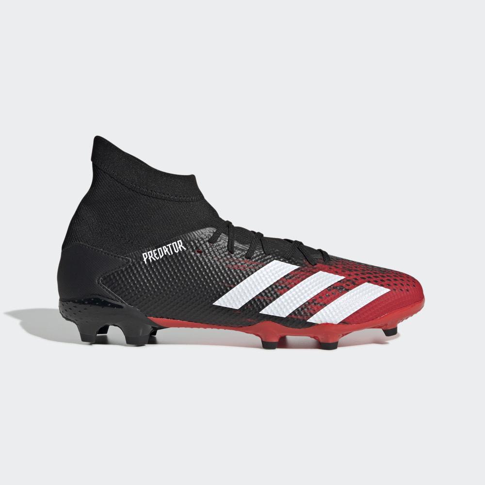Ghete Fotbal Adidas Predator 20.3 Firm Ground Dama Romania - Negrii/Albi/Rosii EE9555